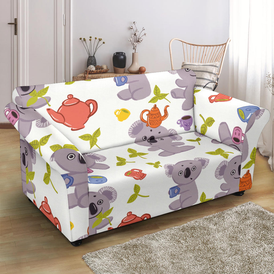 Cute Koalas Teapots Tea Loveseat Couch Slipcover