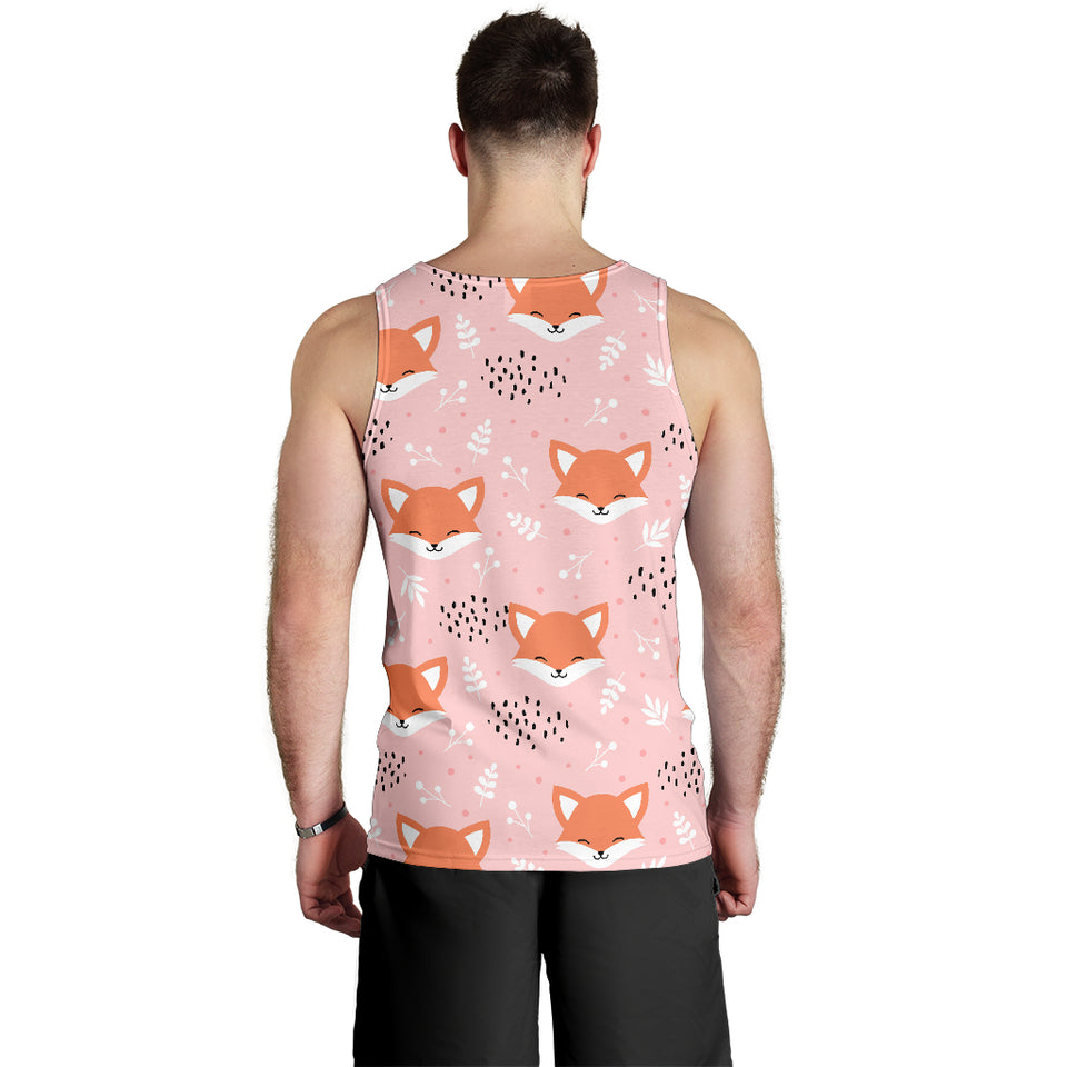 Cute fox pattern pink background Men Tank Top