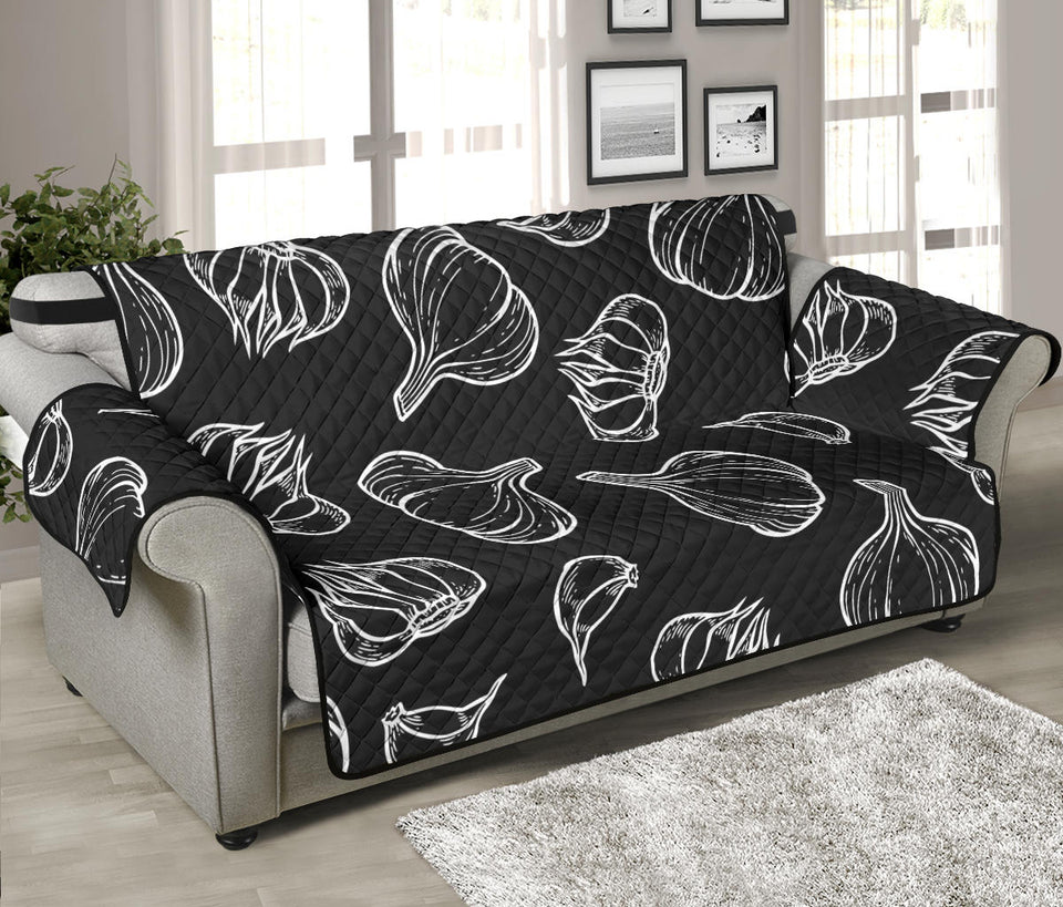 Garlic pattern black background Sofa Cover Protector