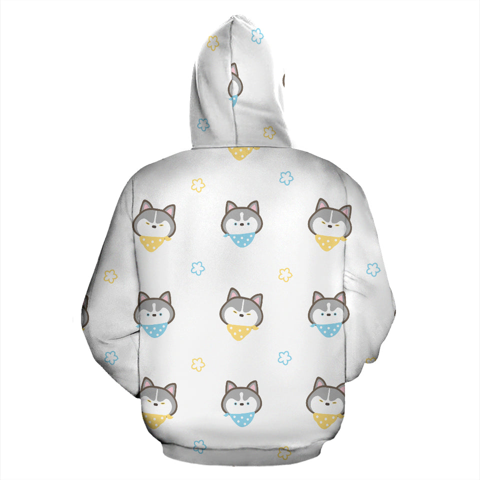Cute Siberian Husky Pattern Zip Up Hoodie