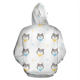 Cute Siberian Husky Pattern Zip Up Hoodie