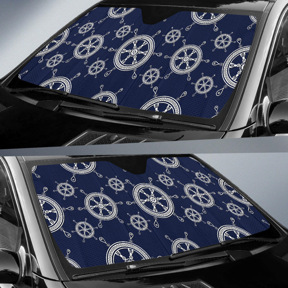 Nautical Steering Wheel Design Pattern Car Sun Shade
