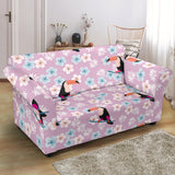 Beautiful Toucan Flower Leaves Loveseat Couch Slipcover