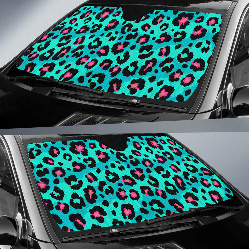 Green Leopard Skin Print Pattern Car Sun Shade