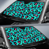 Green Leopard Skin Print Pattern Car Sun Shade