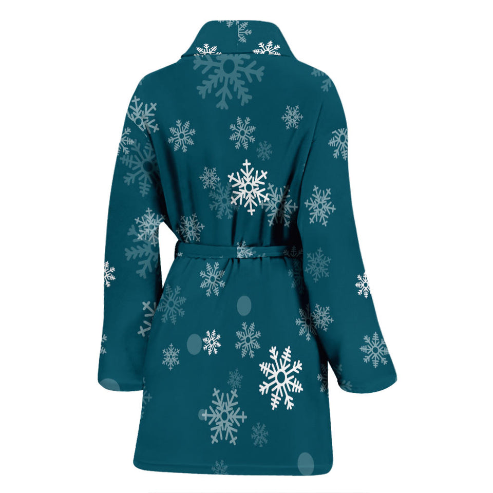 Snowflake Pattern Dark Background Women'S Bathrobe