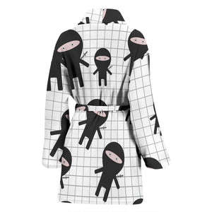 Ninja Pattern Plaid Background Women'S Bathrobe