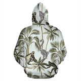 Monkey Sloth Lemur Palm Trees Pattern Men Women Pullover Hoodie