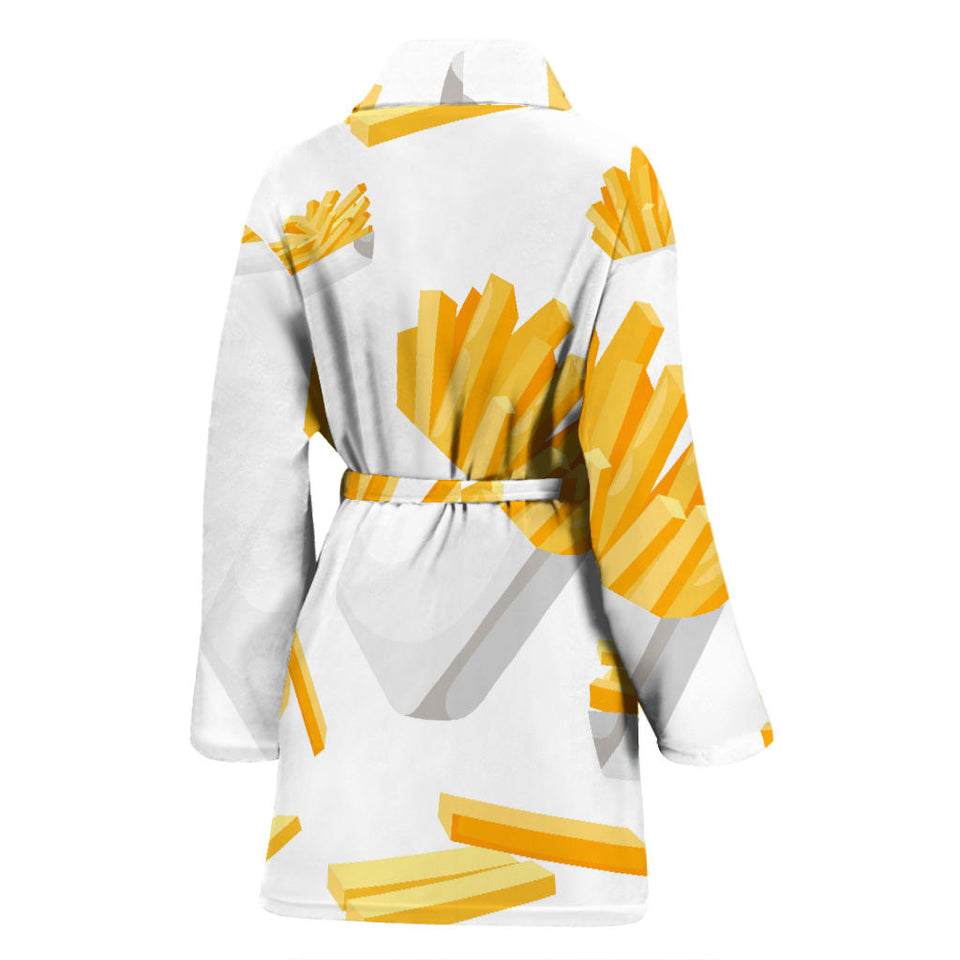 French Fries White Paper Box Pattern Women'S Bathrobe