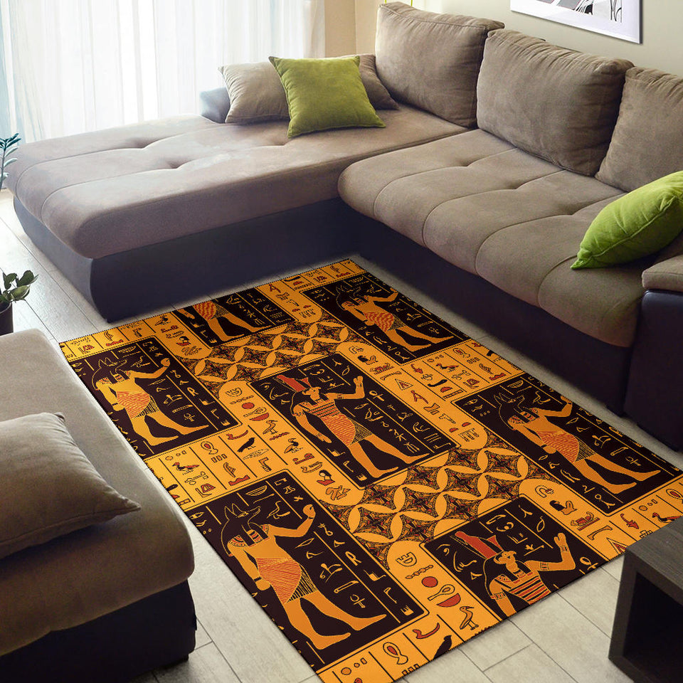 Egypt Hieroglyphics Pattern Print Design 05 Area Rug