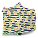Pineapples Pattern Striped Background Hooded Blanket