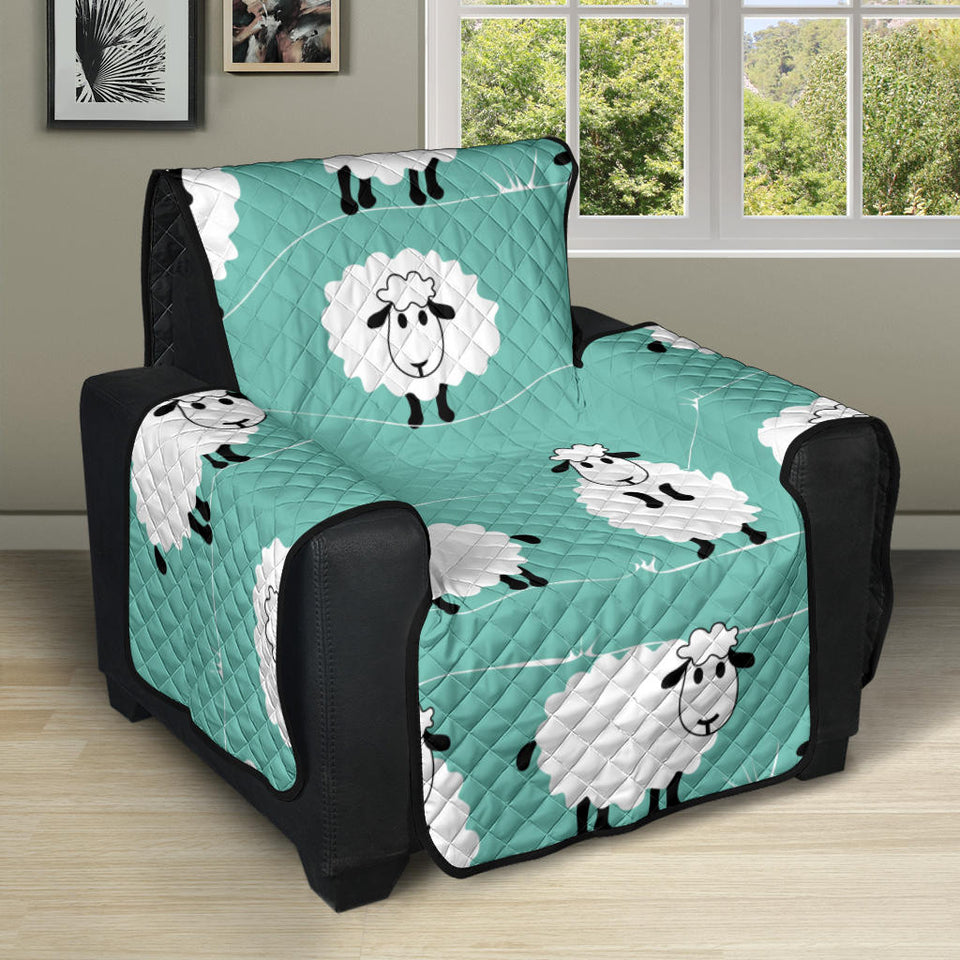 Cute sheep green background Recliner Cover Protector