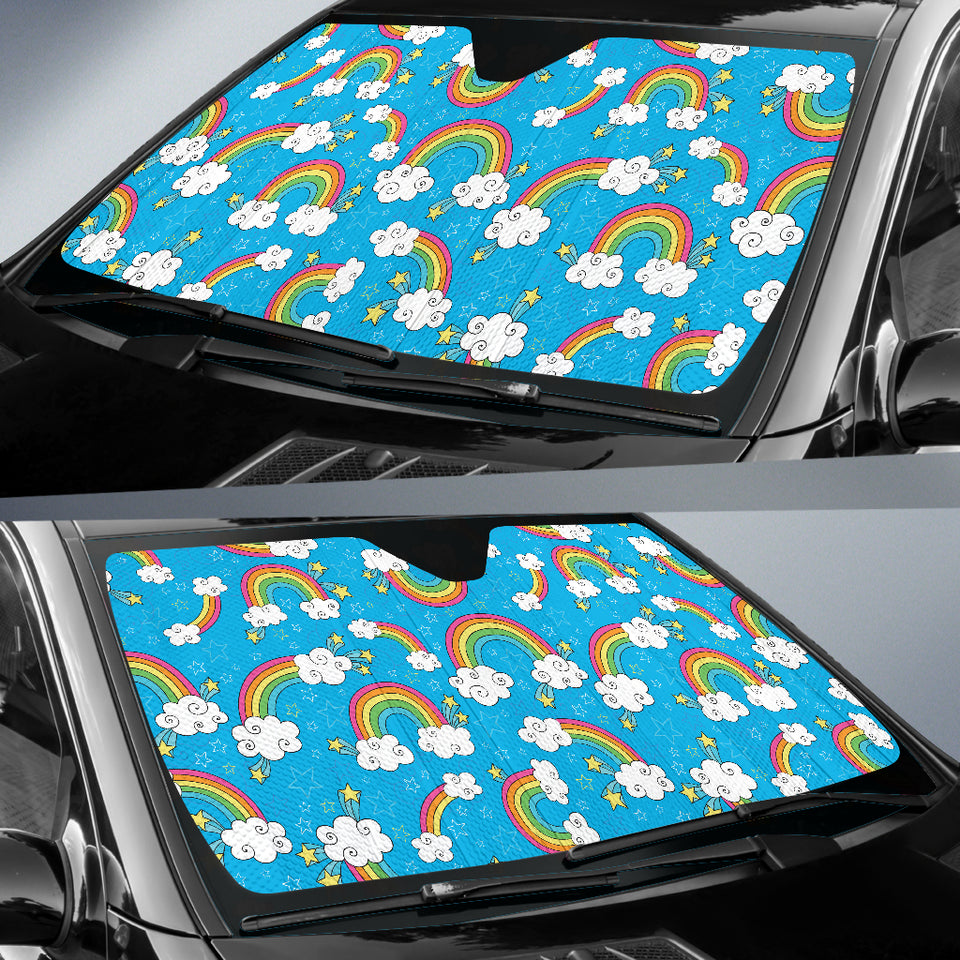 Rainbows Sky Clouds Pattern Car Sun Shade