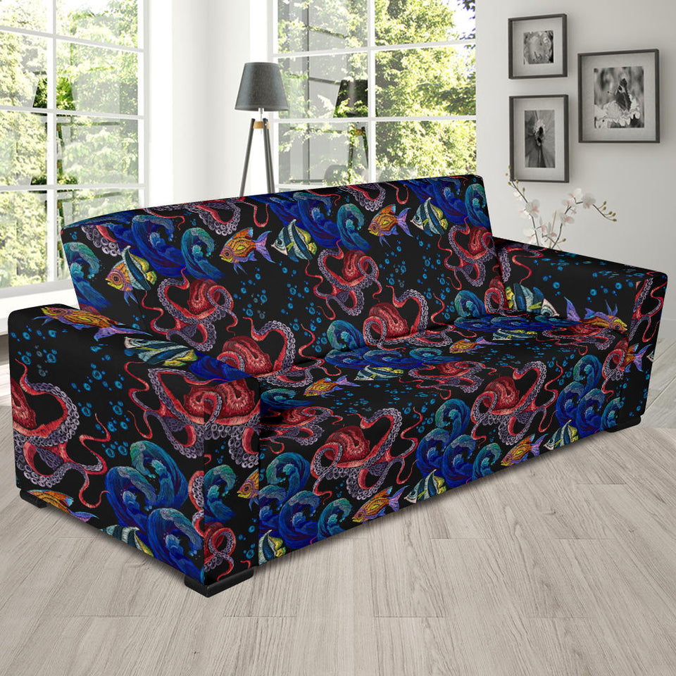 Octopus Sea Wave Tropical Fishe Pattern Sofa Slipcover