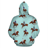 Horses Running Horses Rider Pattern Zip Up Hoodie