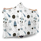 Hand Drawn Space Elements Space Rocket Star Planet Space Probe Hooded Blanket