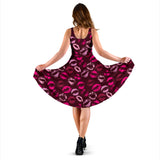 Lips Pattern Print Design 03 Sleeveless Midi Dress