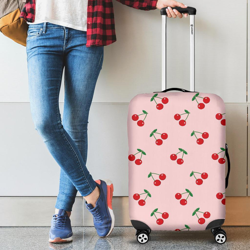 Cherry Pattern Pink Background Cabin Suitcases Luggages
