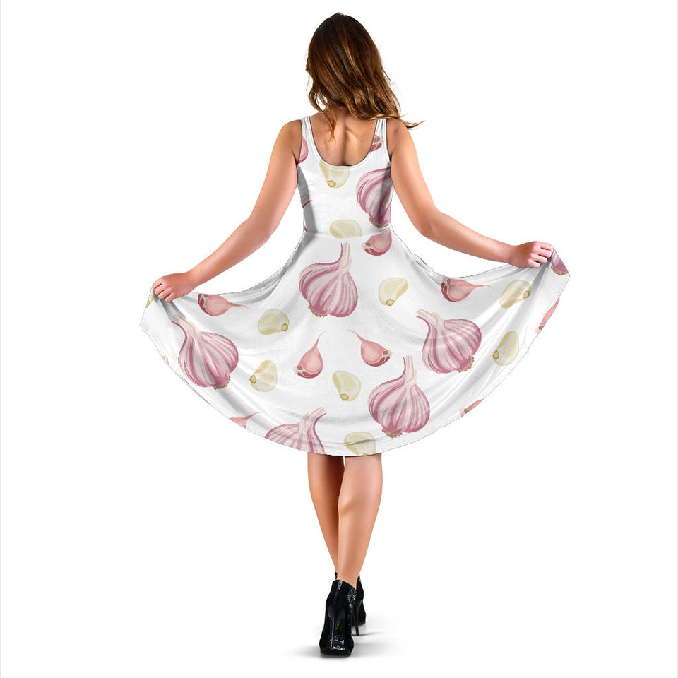 Garlic Pattern Sleeveless Midi Dress