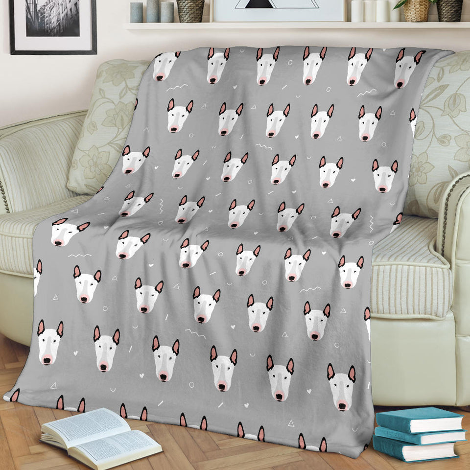 Bull Terrier Pattern Print Design 05 Premium Blanket