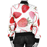 Watercolor Hand Drawn Beautiful Strawberry Pattern Women'S Bomber Jacket