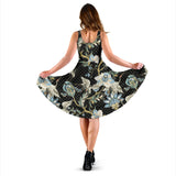 Japanese Crane Ornament Elements Sleeveless Midi Dress