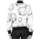 Garlic Pattern Black White Women'S Bomber Jacket