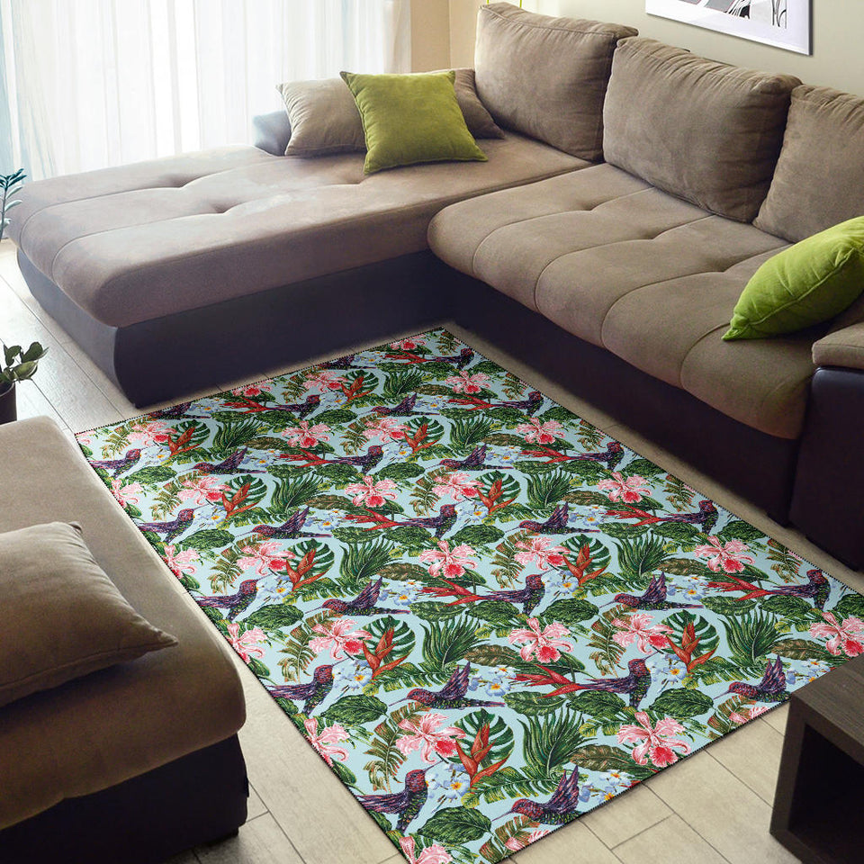 Hummingbird Pattern Print Design 05 Area Rug
