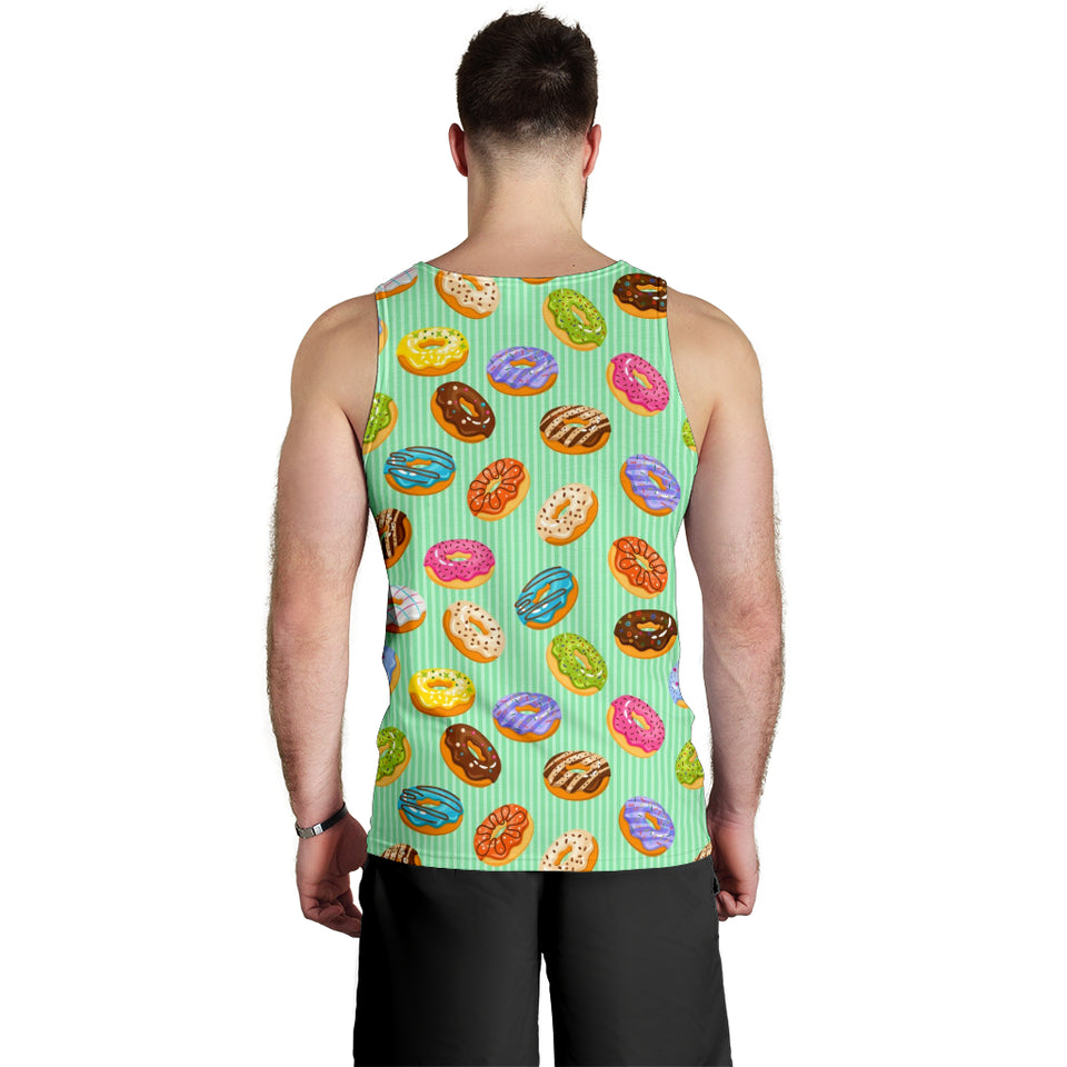 Colorful donut pattern green background Men Tank Top