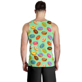 Colorful donut pattern green background Men Tank Top