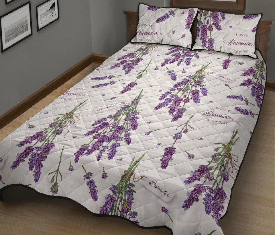 lavender flower design pattern Quilt Bed Set