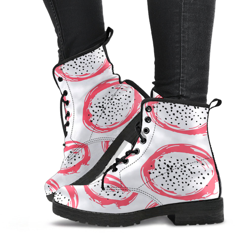 Hand Drawn Dragon Fruit Leather Boots