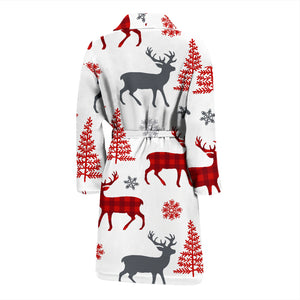 Deer Tree Snowflakes Chrismas Pattern Men'S Bathrobe