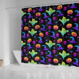 Colorful Halloween Background Shower Curtain Fulfilled In US