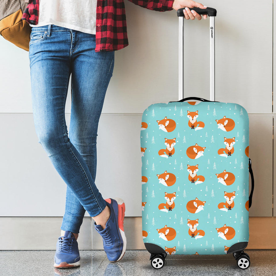 Fox Pattern Blue B Ackground Luggage Covers