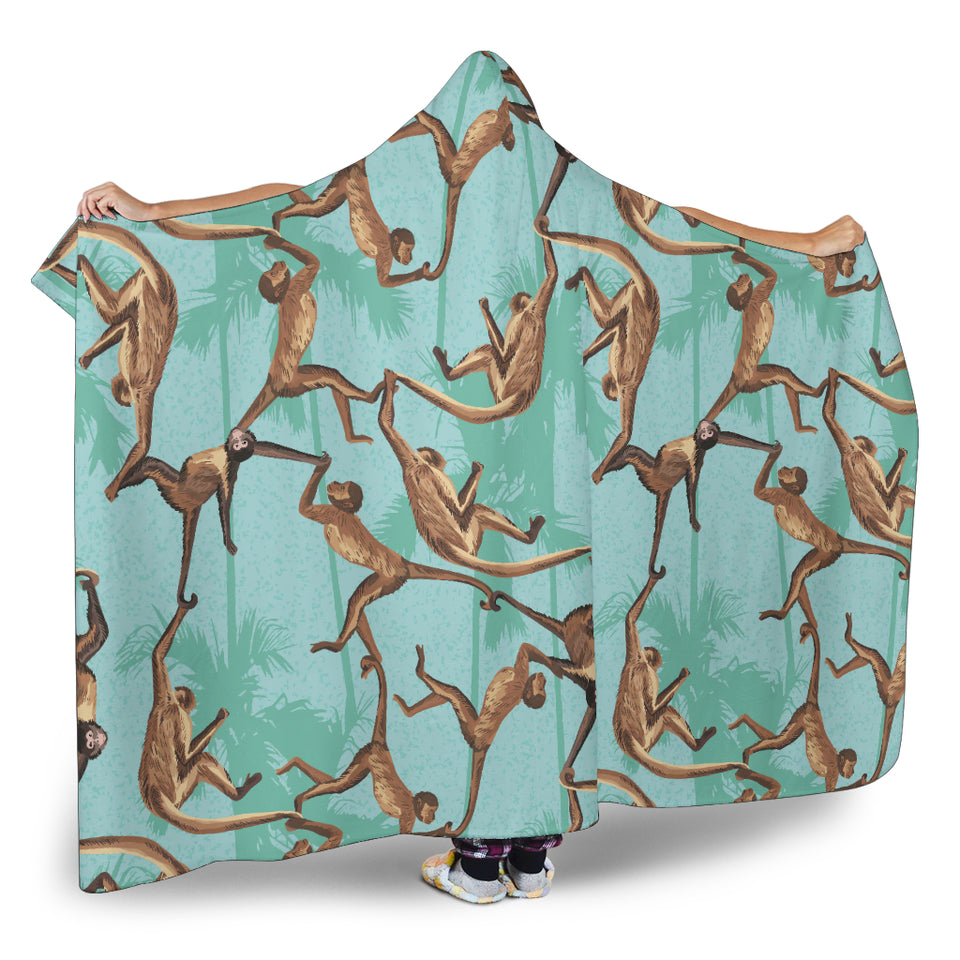Monkey Palm Tree Background Hooded Blanket