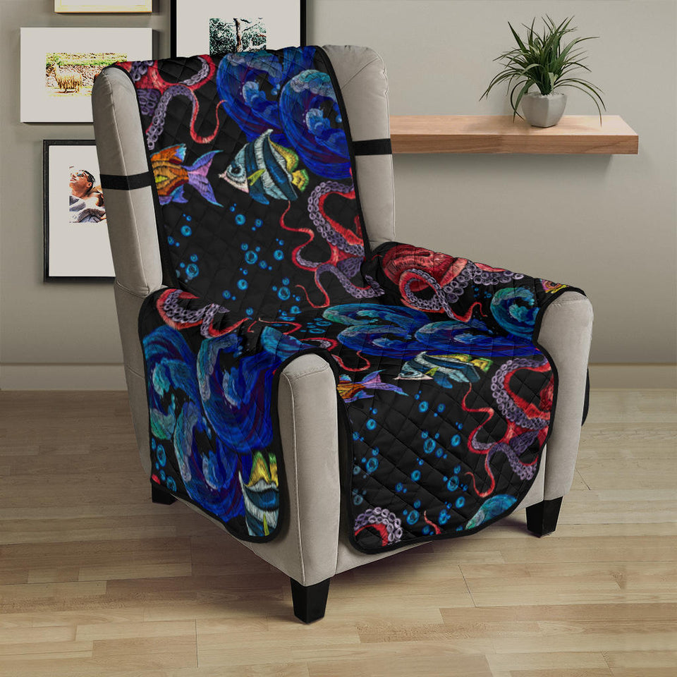 Octopus sea wave tropical fishe pattern Chair Cover Protector