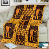 Egypt Hieroglyphics Pattern Print Design 05 Premium Blanket