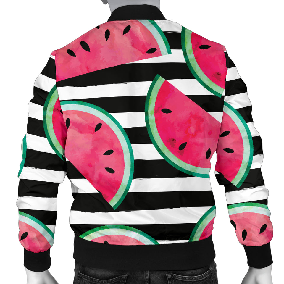 Watercolor Paint Textured Watermelon Pieces Men'S Bomber Jacket