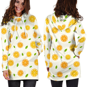 Oranges Leaves Pattern Women'S Hoodie Dress
