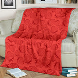 Strawberry Pattern Red Background Premium Blanket