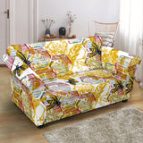 Cool Bee Honeycomb Leaves Pattern Loveseat Couch Slipcover
