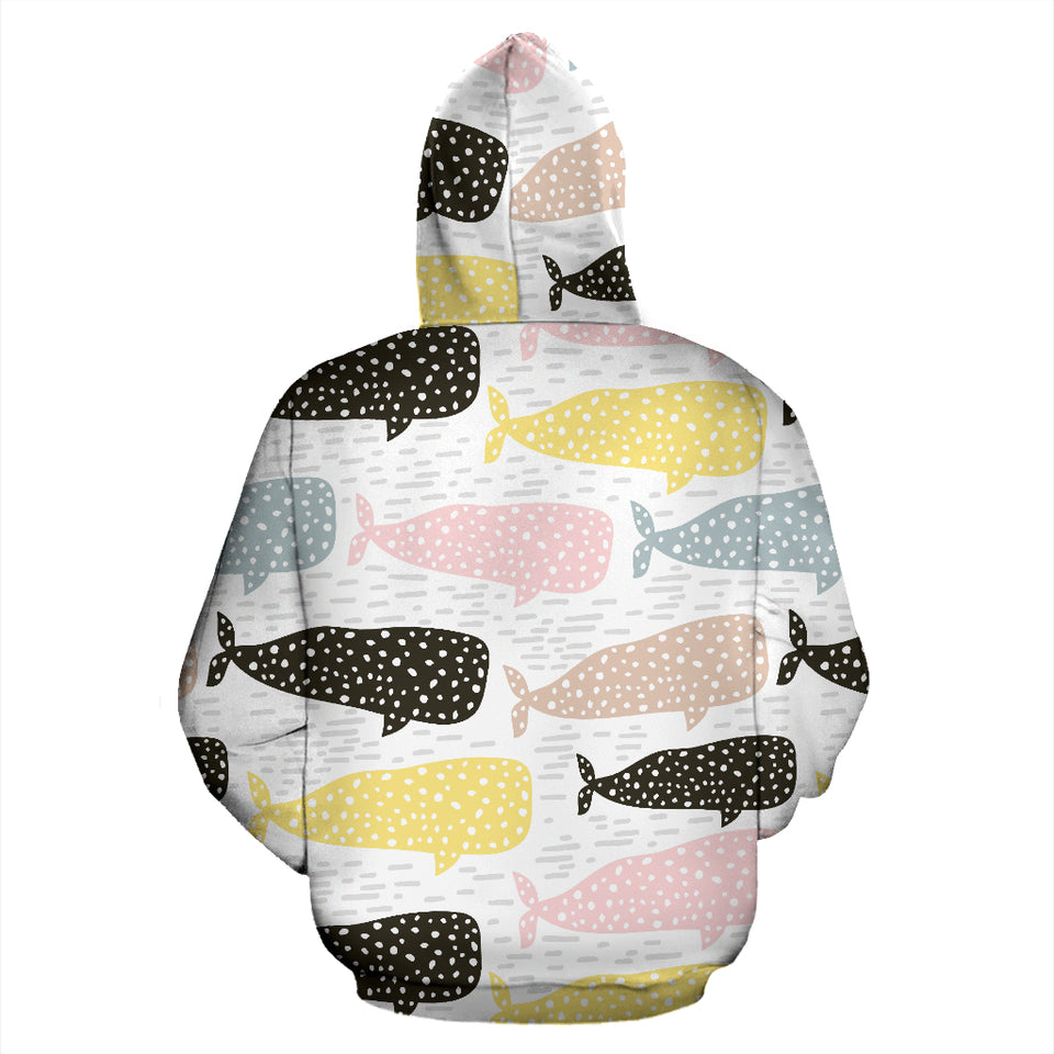 Whale Dot Pattern Zip Up Hoodie