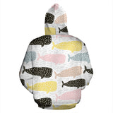 Whale Dot Pattern Zip Up Hoodie