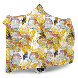 Cool Bee Honeycomb Leaves Pattern Hooded Blanket