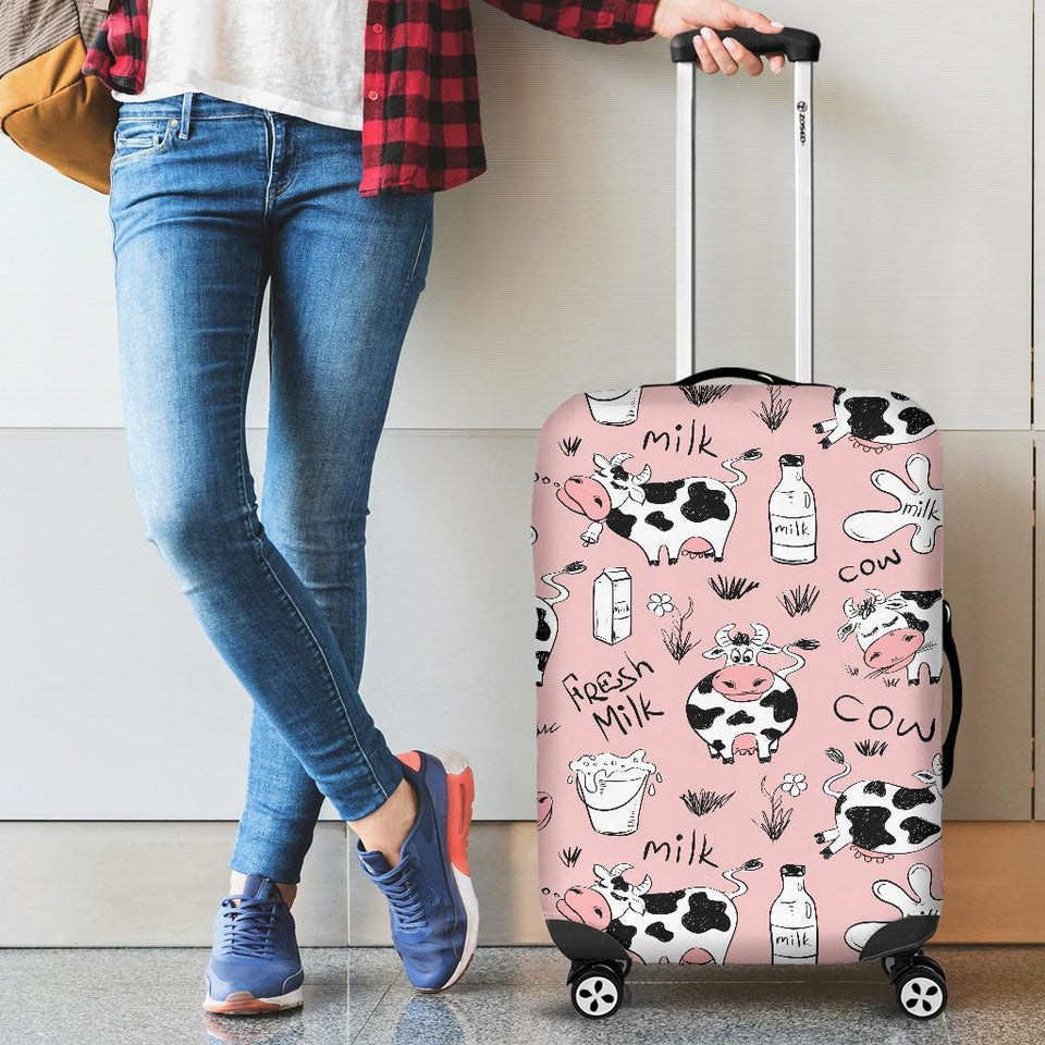 Cows Milk Product Pink Background Cabin Suitcases Luggages