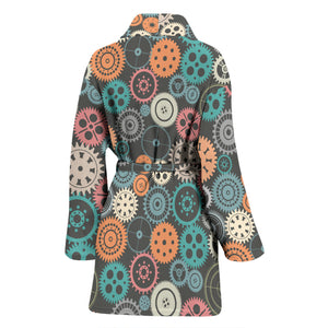 Gear Pattern Print Design 05 Women's Bathrobe