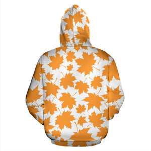 Orange Maple Leaf Pattern Zip Up Hoodie