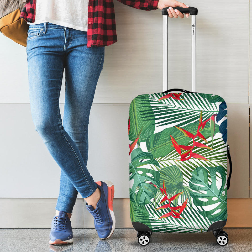 Heliconia Palm And Monstera  Leaves Pattern Luggage Covers