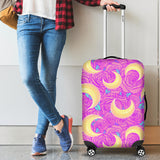 Moon Pink Rose Background Luggage Covers